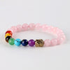 Women Bracelets 7 Chakra Meditation Pink Loose Beads Buddha