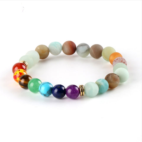 Women Bracelets 7 Chakra Meditation Pink Loose Beads Buddha