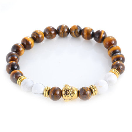 Bracelets Gold Color Skull Bead Charm Buddha