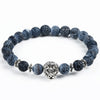 Leopard Tiger Eye Lion Head Natural Stone Beaded Bracelet