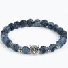 Leopard Tiger Eye Lion Head Natural Stone Beaded Bracelet