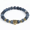 Leopard Tiger Eye Lion Head Natural Stone Beaded Bracelet