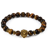 Leopard Tiger Eye Lion Head Natural Stone Beaded Bracelet