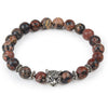 Leopard Tiger Eye Lion Head Natural Stone Beaded Bracelet