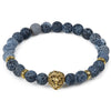 Leopard Tiger Eye Lion Head Natural Stone Beaded Bracelet