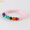 Women Bracelets 7 Chakra Meditation Pink Loose Beads Buddha