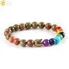 Women Bracelets 7 Chakra Meditation Pink Loose Beads Buddha