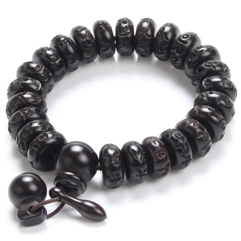 Hand-carved Peachwood Malas Tibetan Buddhist Prayer Bracelet