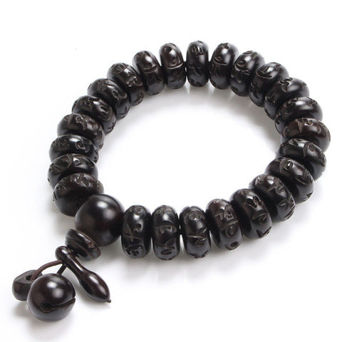 Hand-carved Peachwood Malas Tibetan Buddhist Prayer Bracelet