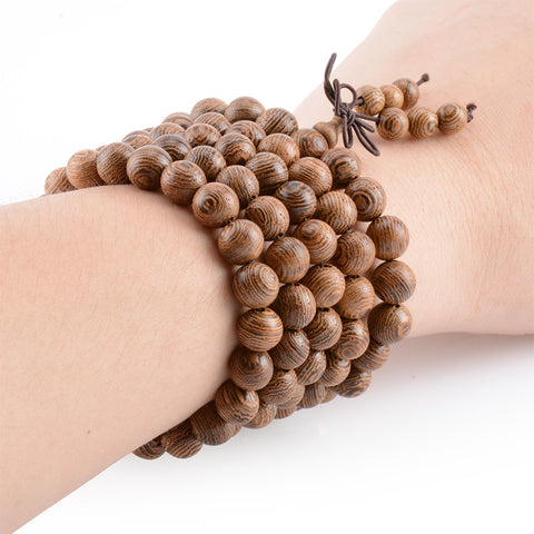 Antique Jewelry Wenge Mala Buddha Bracelet 108 Yoga Wooden Beads Charm Beads