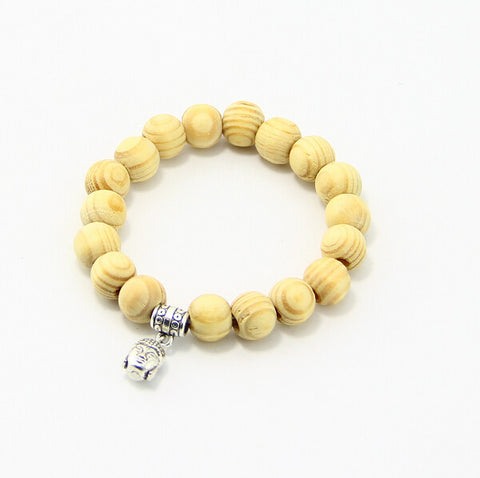 Bracelet Buddha Yoga Natural Wood Beads