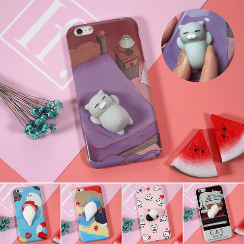 Squishi Phone Case for iPhone 7 7 plus 3D Cute Soft Silicone Pappy Squishy Cat for i6 6s plus